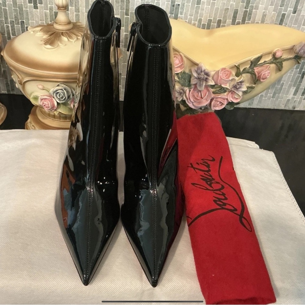 Christian Louboutin Black Patent Heeled Boots - Picture 4 of 7